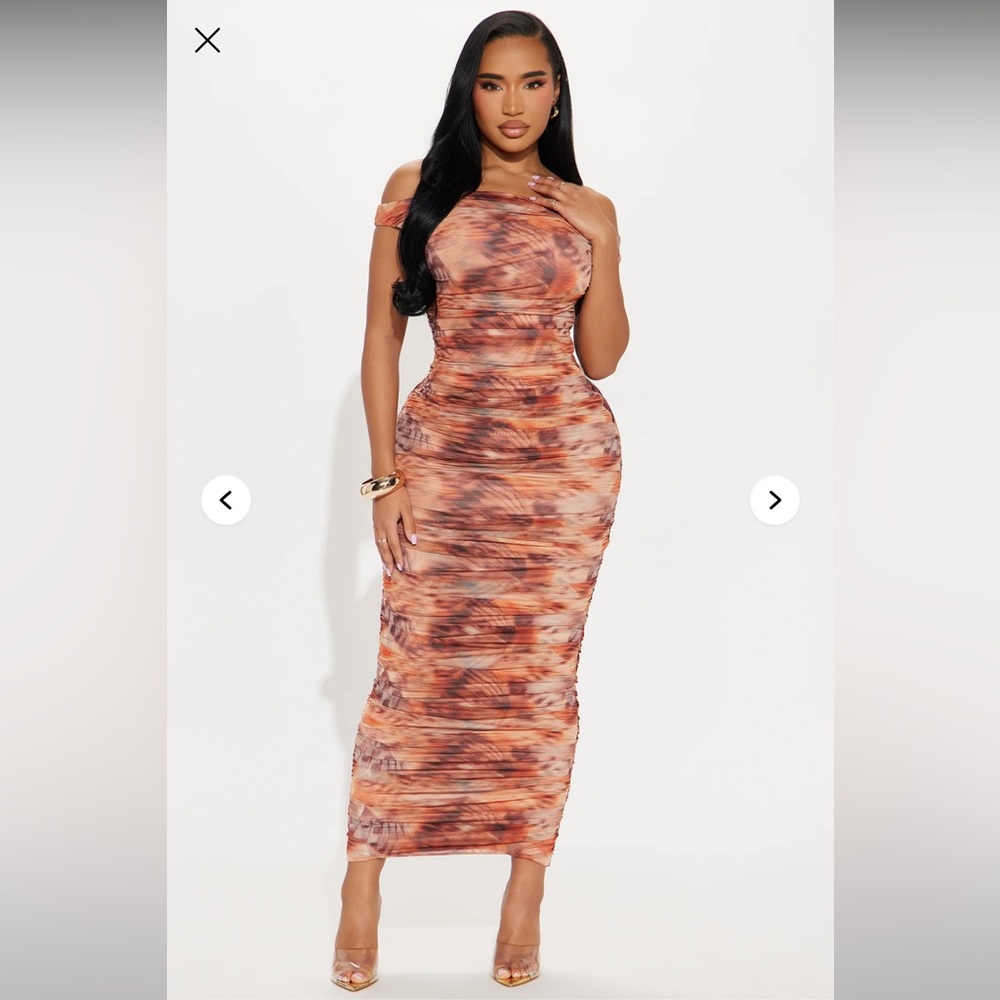 Fashion nova Well Behaved Mesh Maxi Dress - Orange/combo